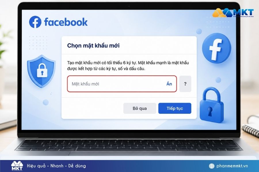 Chọn mật khẩu mới để khôi phục tài khoản Facebook Chọn mật khẩu mới để khôi phục tài khoản Facebook