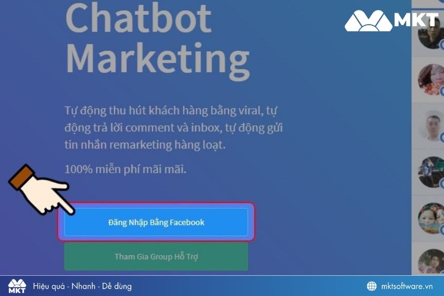 họn Đăng nhập bằng Facebook 