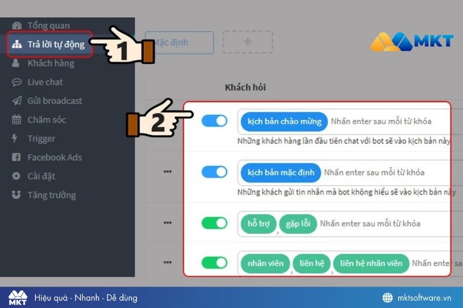 Truy cập mục Trả lời tự động