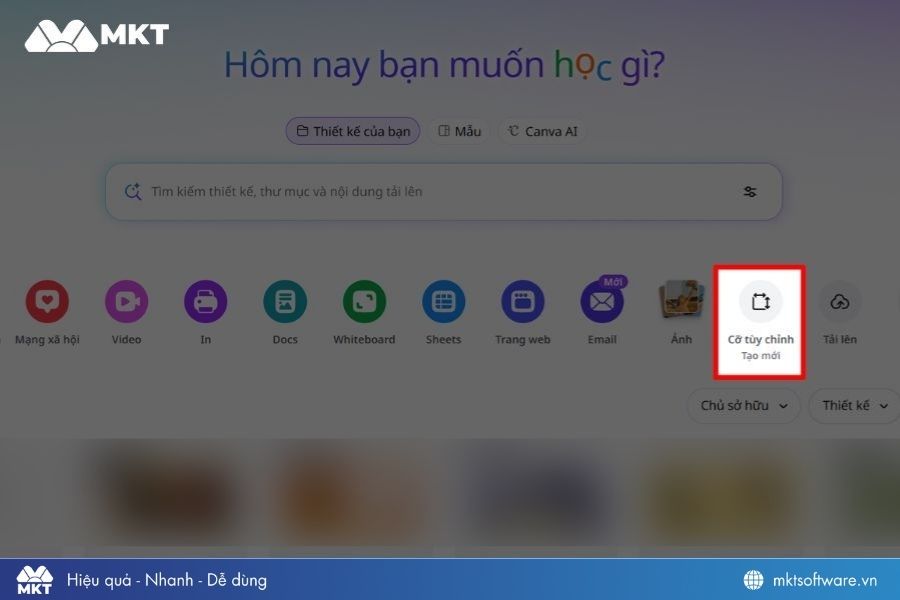 Chọn Tạo thiết kế mới