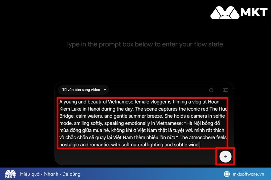 Nhập prompt rồi nhấn Tạo video