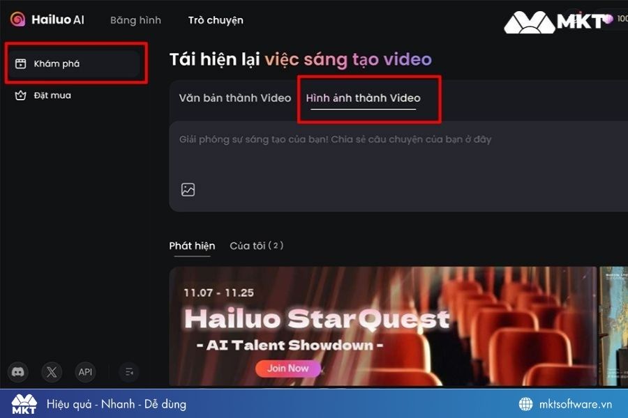 Chọn tính năng tạo video từ ảnh trên Hailuo AI