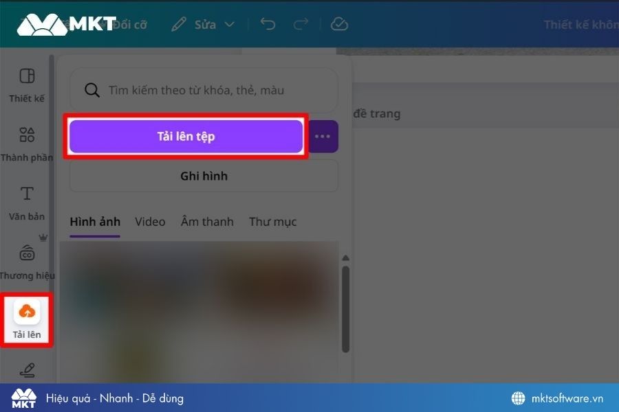 Vào mục Tải lên và tải ảnh lên