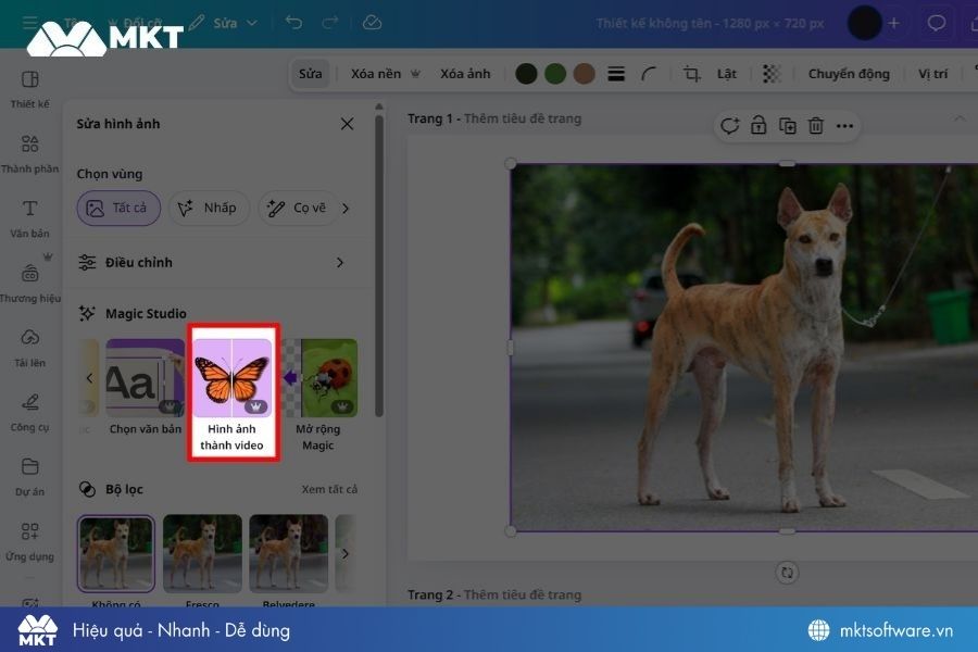 Chọn tính năng Hình ảnh thành video