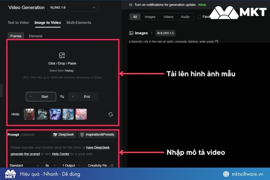 Tải hình ảnh lên và nhập prompt