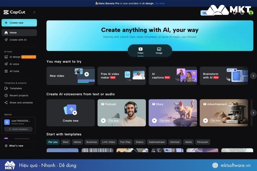 Tạo video AI từ văn bản bằng Capcut