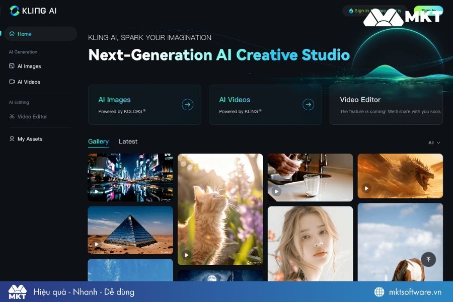 Web tạo video AI từ văn bản miễn phí - Kling AI