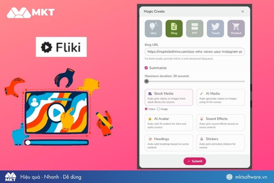Web tạo video AI từ văn bản - Fliki