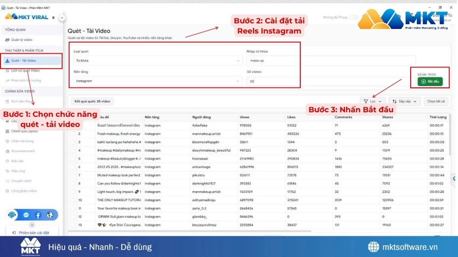 Quét Reels Instagram muốn tải