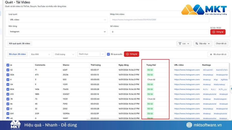 Tải  Reels Intagram Reels về máy bằng MKT Viral