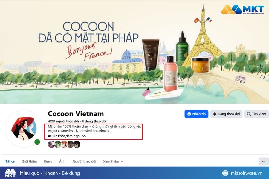Mẫu tiểu sử Facebook bán hàng của Cocoon
