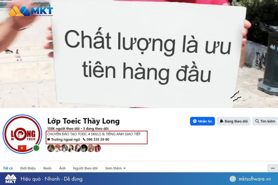 Mẫu tiểu sử Facebook bán hàng của một trung tâm tiếng Anh