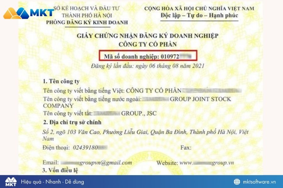 Tra cứu mã số thuế trên Giấy chứng nhận đăng ký hộ kinh doanh