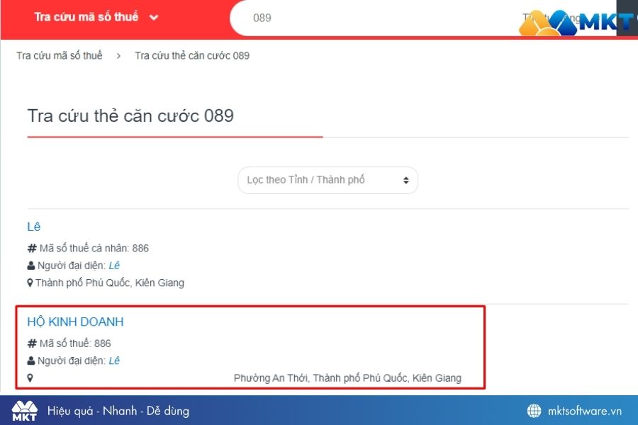 Tra cứu mã số thuế hộ kinh doanh trên website Mã số Thuế
