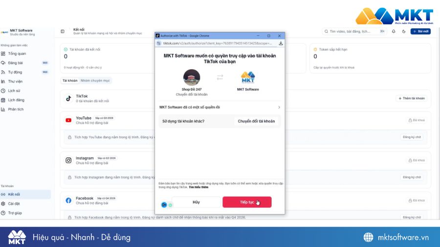 Kết nối phần mềm Xây kênh AI với kênh TikTok
