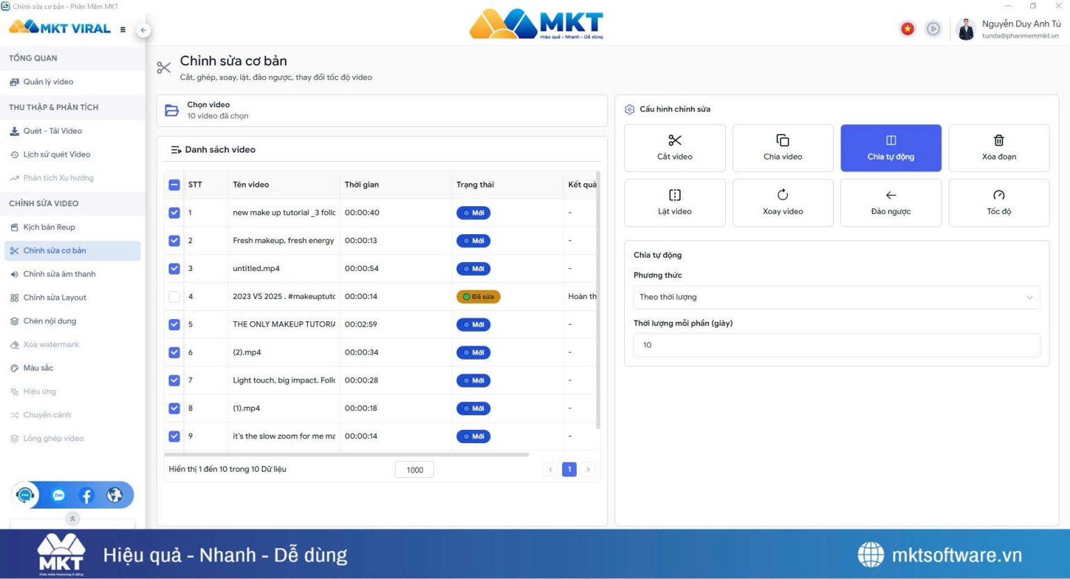 Demo về cấu hình cài đặt chỉnh sửa video Affiliate Shopee trên MKT Viral