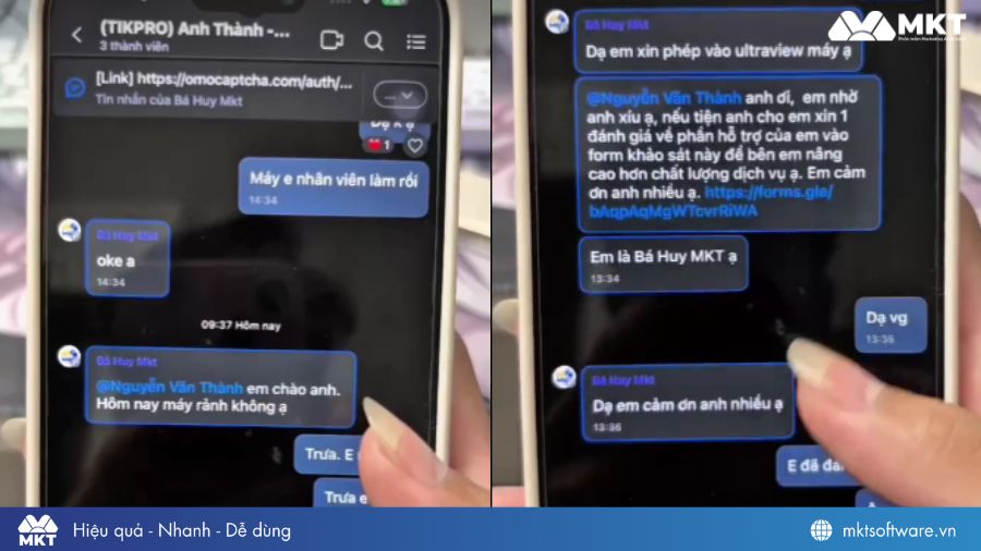 Anh Nguyễn Văn Thành hài lòng với hiệu quả sử dụng MKT TikPro và dịch vụ hỗ trợ từ MKT Software