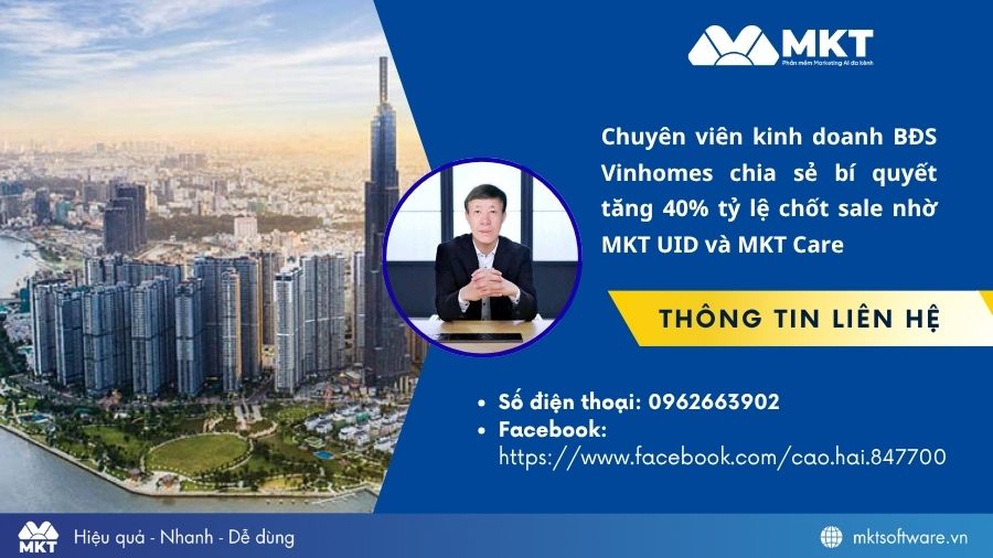 Chuyên viên kinh doanh tăng 40% tỷ lệ chốt sale nhờ ứng dụng MKT UID và MKT Care Chuyên viên kinh doanh tăng 40% tỷ lệ chốt sale nhờ ứng dụng MKT UID và MKT Care