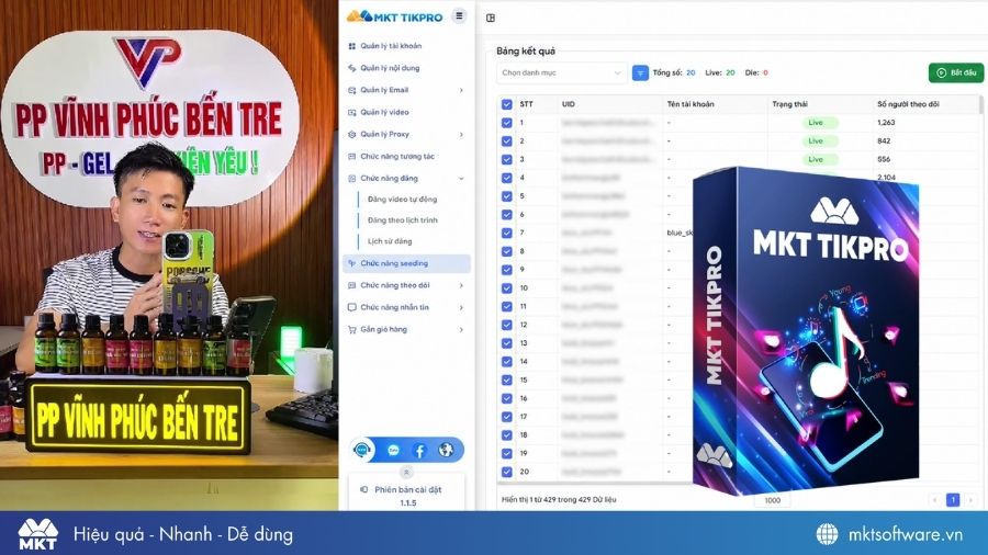 Anh Phúc chia sẻ hiệu quả sau gần một năm sử dụng MKT TikPro để hỗ trợ livestream TikTok