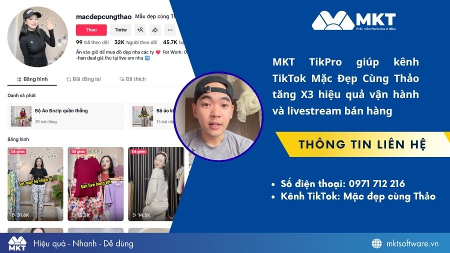 MKT TikPro hỗ trợ kênh TikTok Mặc đẹp cùng Thảo tối ưu vận hành và x3 hiệu quả bán hàng