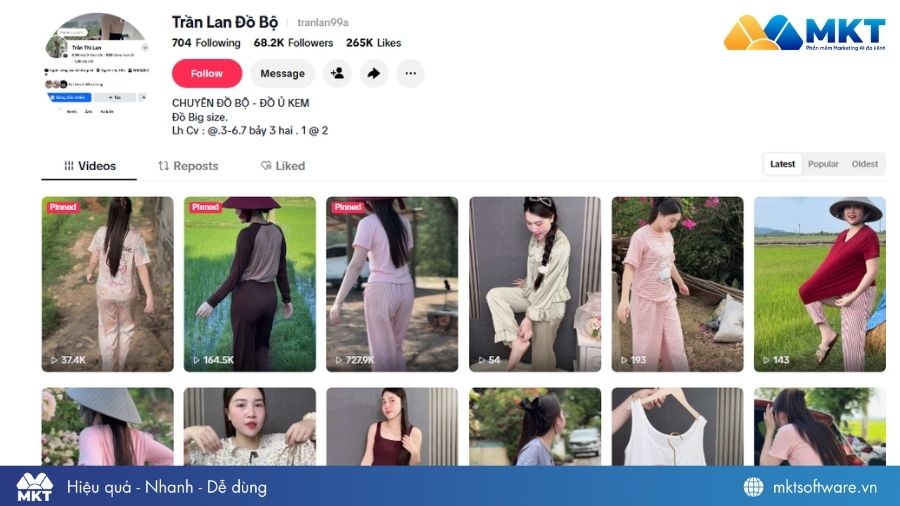 MKT TikPro hỗ trợ tăng tương tác cho các phiên livestream bán đồ bộ của chị Lan MKT TikPro hỗ trợ tăng tương tác cho các phiên livestream bán đồ bộ của chị Lan
