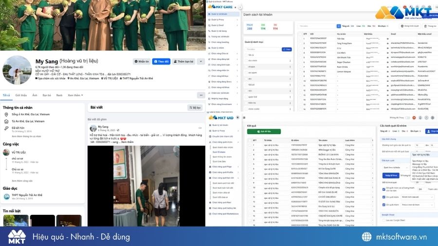 Chị Mỹ Sang dùng MKT UID trong việc quét các hội nhóm spa vật lý trị liệu