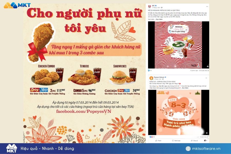 Minh họa về mẫu content 8/3 cho nhà hàng cuốn hút