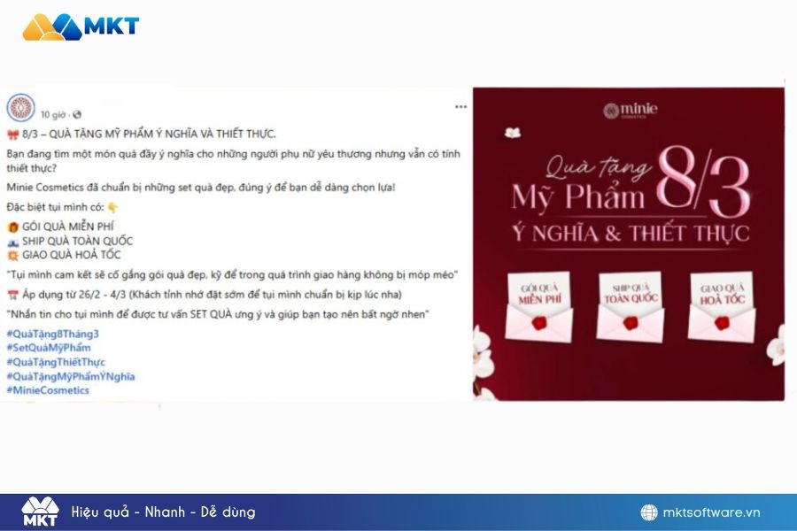 Minh họa về mẫu content bán hàng 8/3 hay cho ngành mỹ phẩm