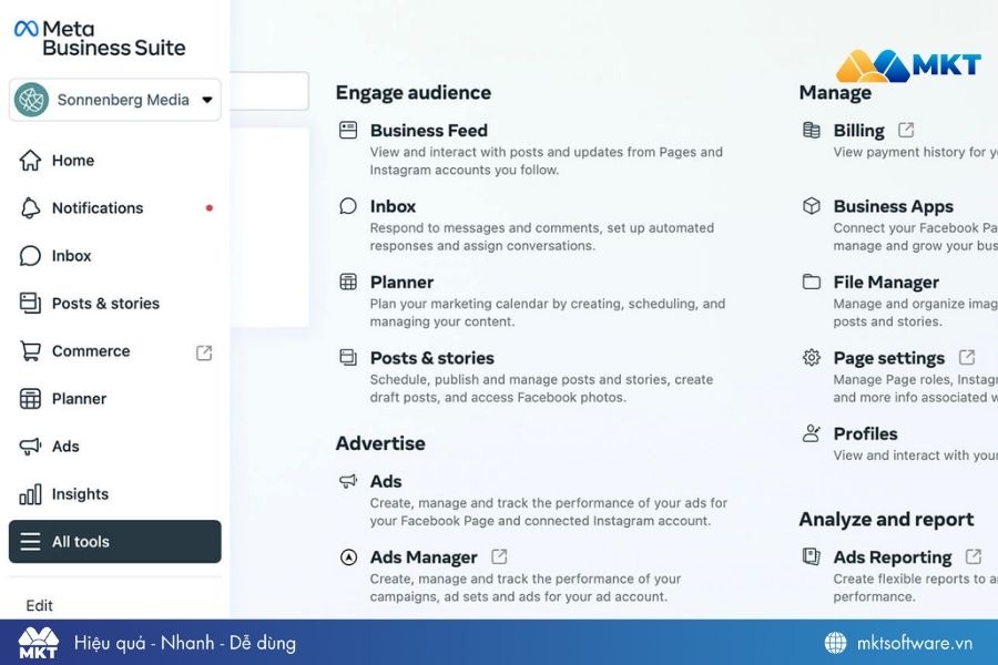 Meta Business Suite quản lý và lên lịch đăng bài trên Facebook 