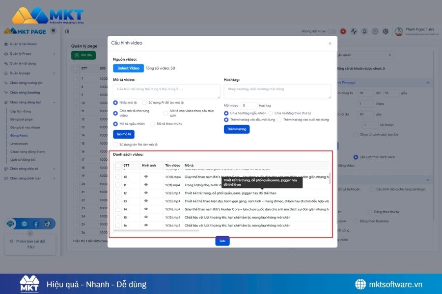 Chọn video Affiliate Shopee