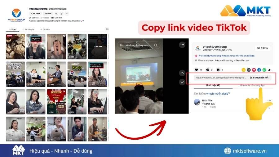 Sao chép video TikTok để tải về máy
