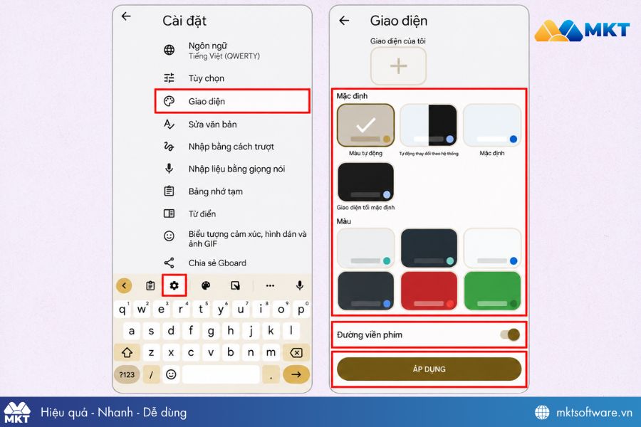Chọn Giao diện cho bàn phím