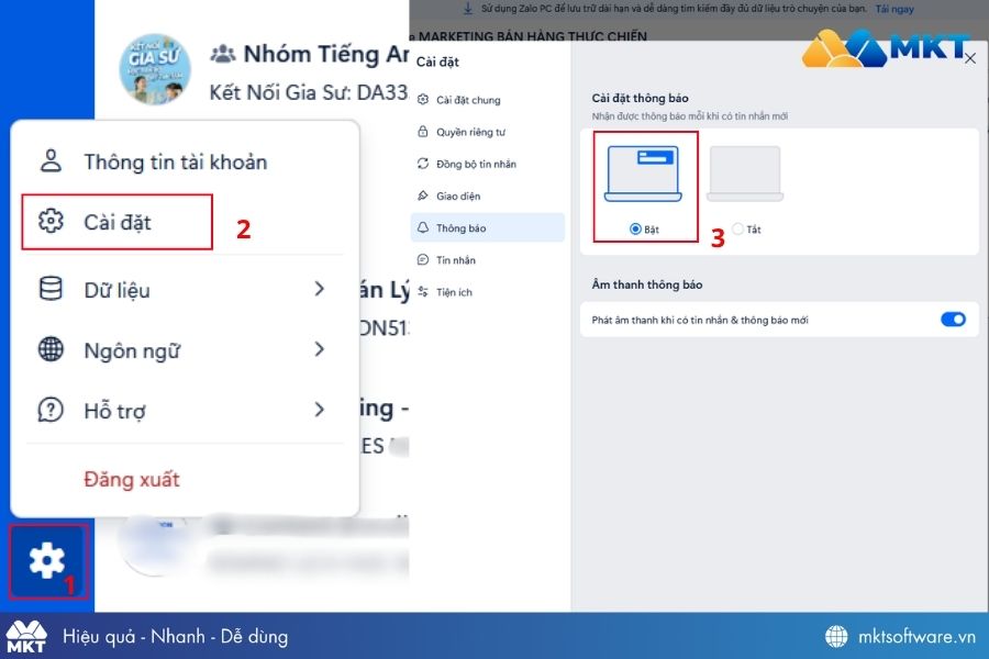 Cách bật thông báo Zalo trên máy tính Cách bật thông báo Zalo trên máy tính