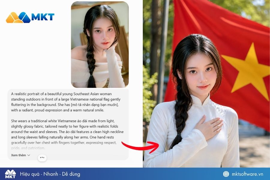 Tạo ảnh chân dung với lá cờ đỏ sao vàng