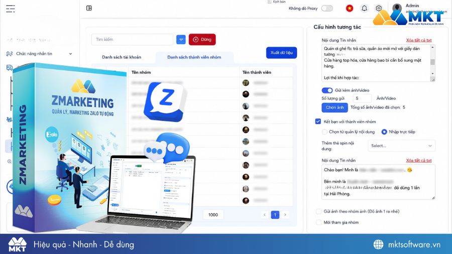Giao diện phần mềm ZMarketing Giao diện phần mềm ZMarketing