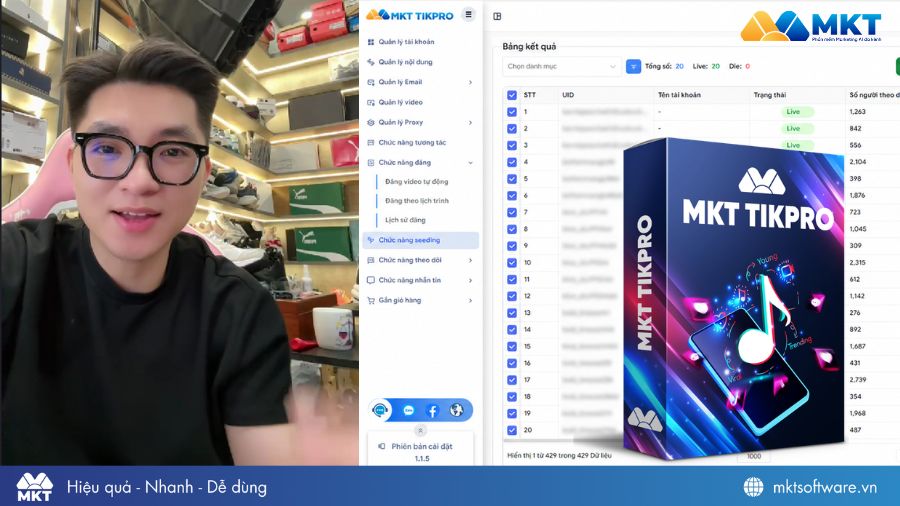 MKT TikPro hỗ trợ anh Đại tăng mắt xem và duy trì tương tác cho livestream TikTok