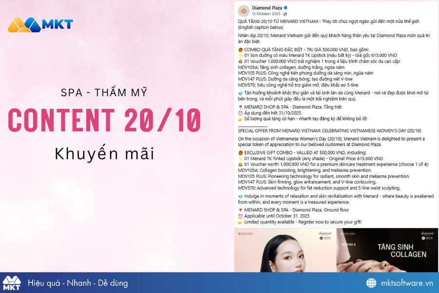 Mẫu content spa khuyến mãi 20/10