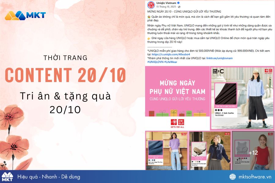 Mẫu content tri ân và tặng quà khách hàng nữ ngành thời trang
