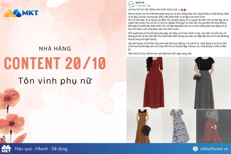 Mẫu content tôn vinh phụ nữ cho hãng thời trang