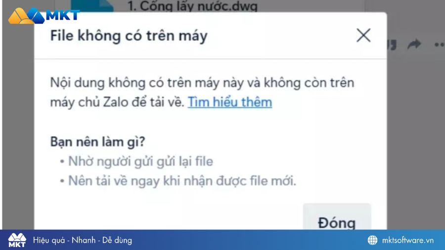 File không còn tồn tại có thể gây ra lỗi zalo không tải được file File không còn tồn tại có thể gây ra lỗi zalo không tải được file