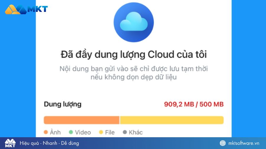 Giải phóng dung lượng Cloud có thể sẽ giúp bạn sửa được lỗi tải file Zalo Giải phóng dung lượng Cloud có thể sẽ giúp bạn sửa được lỗi tải file Zalo