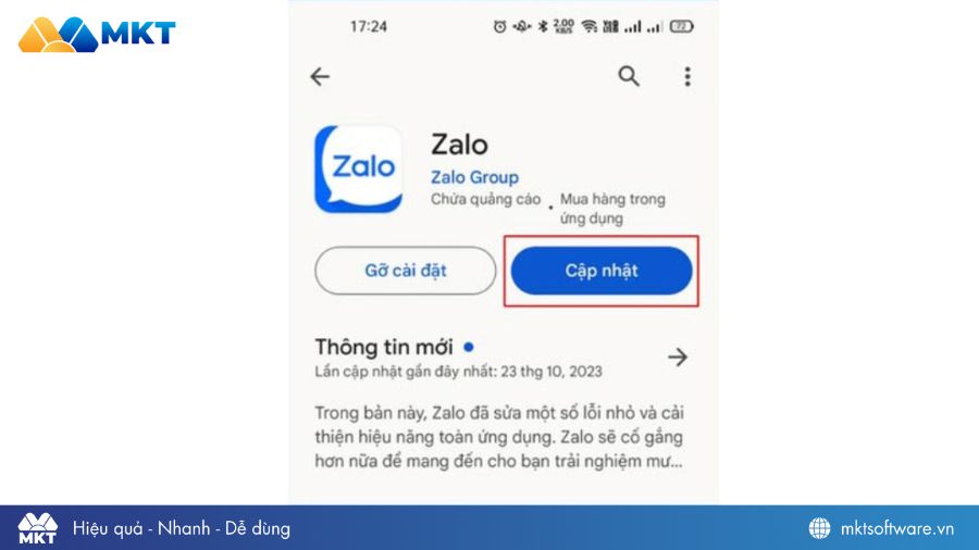 Mở app store/ CH play kiểm tra xem đã cập nhật phiên bản Zalo mới nhất chưa? Mở app store/ CH play kiểm tra xem đã cập nhật phiên bản Zalo mới nhất chưa?