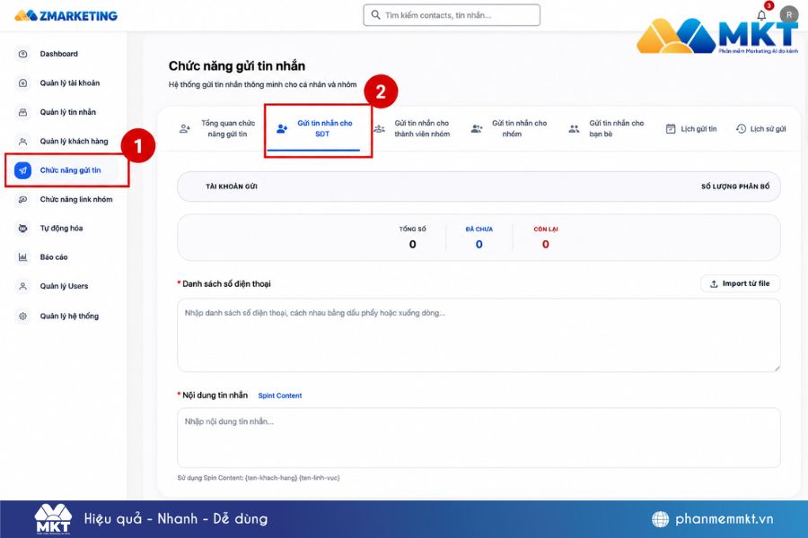Chọn chức năng Gửi tin và chọn hình thức gửi phù hợp Chọn chức năng Gửi tin và chọn hình thức gửi phù hợp