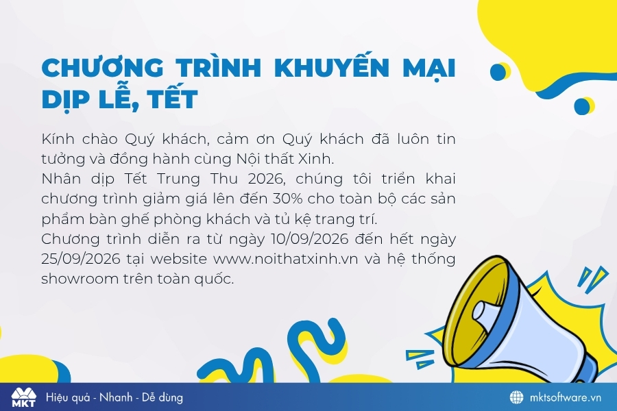 Mẫu thông báo chương trình khuyến mại dịp lễ, Tết Mẫu thông báo chương trình khuyến mại dịp lễ, Tết