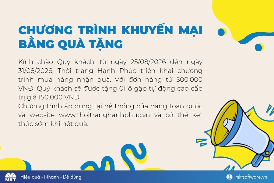 Mẫu thông báo khuyến mại đến khách hàng bằng quà tặng Mẫu thông báo khuyến mại đến khách hàng bằng quà tặng