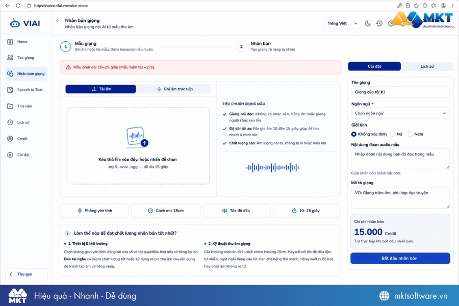 Vi Voice tạo bản sao giọng nói chỉ từ 10–30 giây ghi âm Vi Voice tạo bản sao giọng nói chỉ từ 10–30 giây ghi âm