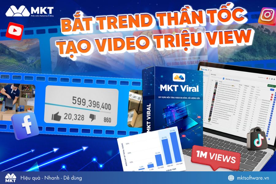 Phần mềm tải video viral hàng loạt, không logo MKT Viral