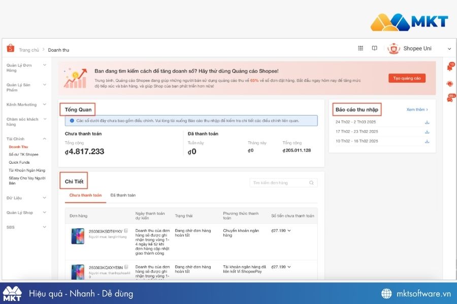 Cách kiểm tra phí bán hàng trên Shopee