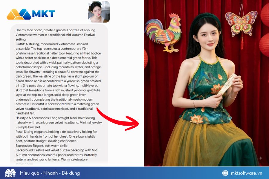 Prompt ảnh Trung Thu concept áo yếm hiện đại 
