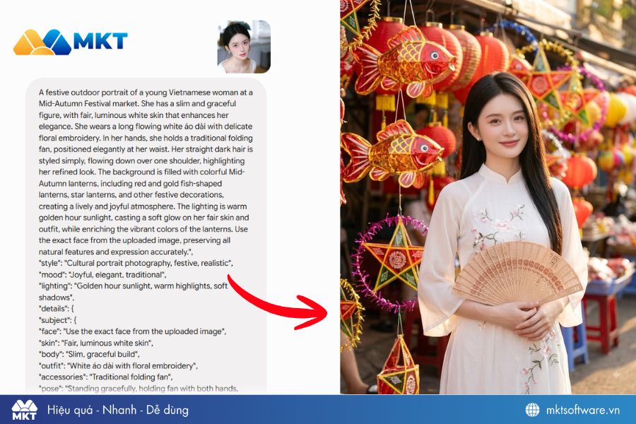 Prompt ảnh Trung Thu concept áo dài trắng